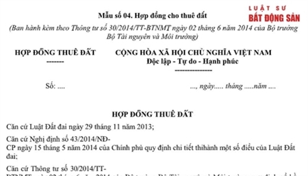Mẫu hợp đồng cho thuê đất mới nhất 