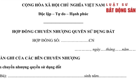 Mẫu hợp đồng chuyển nhượng nhà đất mới nhất năm 2021